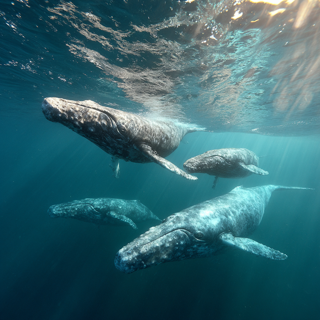 Gray whale friendly encounter in Baja lagoon